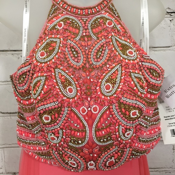Sherri Hill Coral 2 Piece Gown Size 6 - Picture 3 of 12